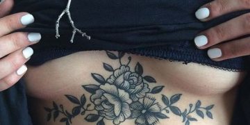 Lower Sternum Flower Tattoo