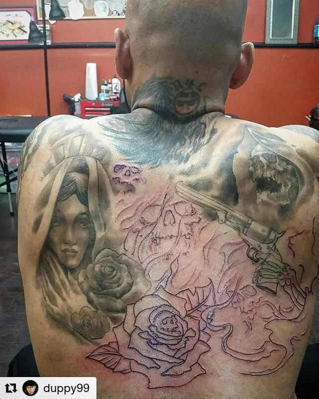 puttin in more work on the back piece.