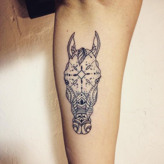 Horse Tattoo with Mandala Details