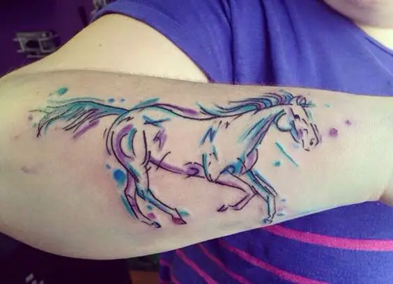Watercolor Horse Tattoo