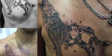 geometric wolf tattoo