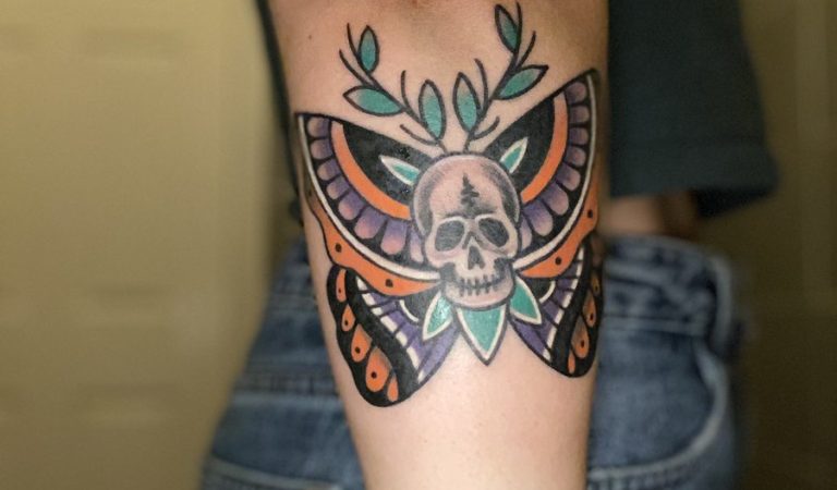 Butterfly tattoo with skull