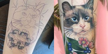 Cat cover-up tattoo