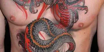 Red Dragon Chest Tattoo Design