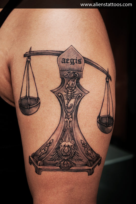 lady justice back tattoo