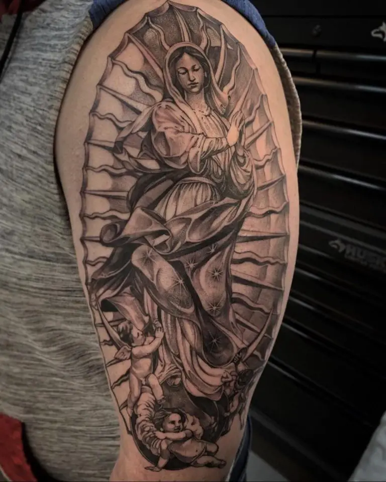 mother mary forearm tattoo