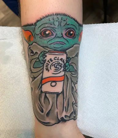 Toronto Man’s Tattoo Of Baby Yoda Drinking A White Claw Is Trending