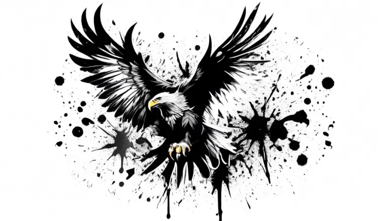 American Eagle Tattoo with Paint Splats