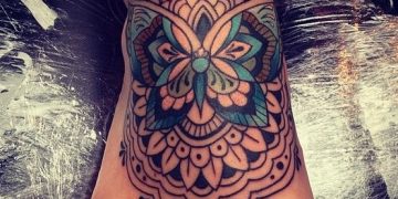 Mandala Butterfly Foot Tattoo