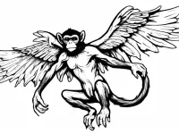 Flying Monkey Tattoo Design