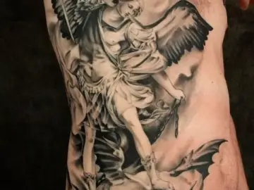 st michael the archangel tattoo ribs